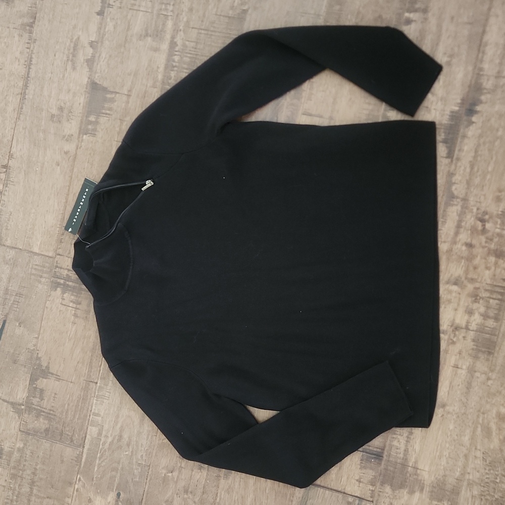Black mock turtle neck zip sweater Investments brand NWT LG